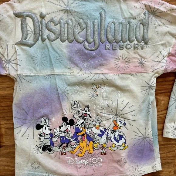 Disney Girls Medium 7-8 Spirit Jersey Sweatshirt Disneyland 100 Glitter EUC! - Picture 11 of 12